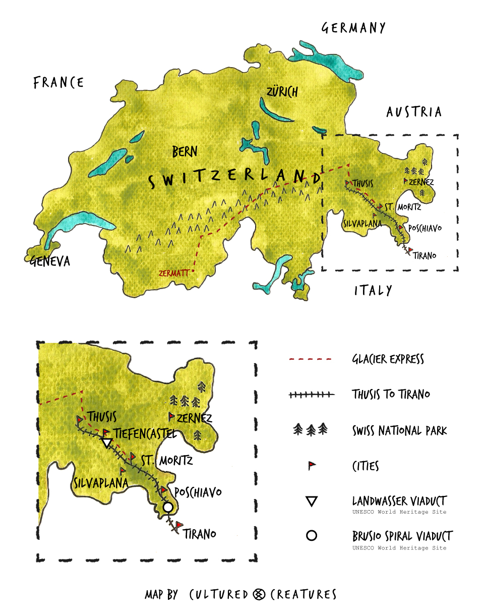 Swiss train route map – CULTURED CREATURES